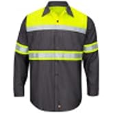 Red Kap Men's Hi-vis Ls Colorblock Ripstop Work Shirt-Type O, Class 1