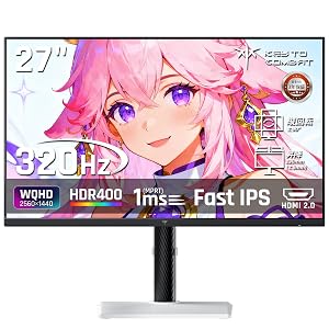 KTC 27インチ WQHD (2560x1440) 300Hz(320HzOC 可能) 1ms ゲーミングモニター ホワイト H27E6