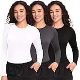 COZYFIT 3 Pack Scrub Undershirts Long Sleeve Women - Underscrub Comfort Tee