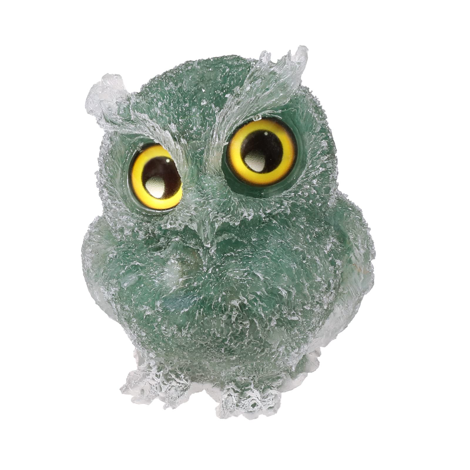 mookaitedecor 3 Inch Green Aventurine Crystal Owl Figurine Ornament for Home Office Decor Housewarming Gift Large Green Owl Gift for Men Women, Resin Stone Animal Sculpture Statue Good Luck Ornament