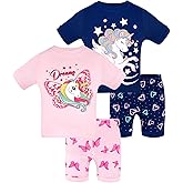 DAUGHTER QUEEN Girls Summer Pajamas Set 4 Pieces 100% Cotton Sleepwear Size 18 Months-12 Years