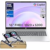 HP OmniBook 5 16" FHD+ Touchscreen Laptop, Business Copilot AI PC, Core Ultra 7 255U, 16GB RAM, 512GB SSD, Backlit, Wi-Fi 6, W11H, Lightweight Silent Design, Silver, Bundle with PCO Laptop Cooler