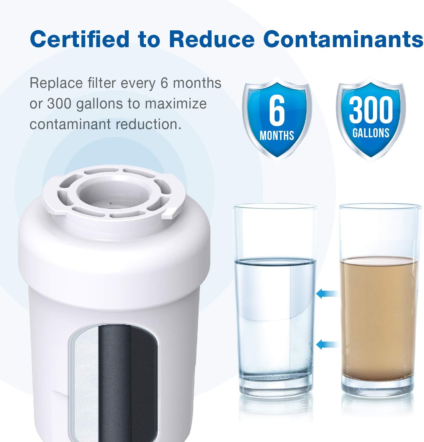Waterspecialist MWF Refrigerator Water Filter, NSF Certified, Replacement for GE SmartWater MWFP, MWFA, GWF, HDX FMG-1, WFC1201, GSE25GSHECSS, PC75009, RWF1060, 197D6321P006 (Pack of 2): Home Improvement