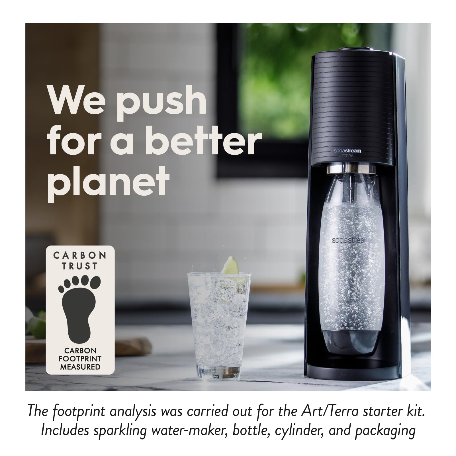 SodaStream Terra Sparkling Water Maker Machine, with 1 Litre Reusable BPA-Free Water Bottle for Carbonating & 60 Litre Quick Connect CO2 Gas Cylinder – Black