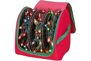 Christmas String Lights Storage Bag | Portable Red Heavy Duty Tear Proof | String Lights Organizer Holder | for Home Apartmen