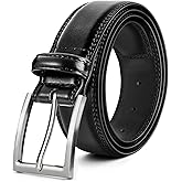 LCG LUCHENGYI Mens Genuine Leather Dress Belt Classic Casual Belt with Single Prong Buckle for Jeans Pants Work and Business