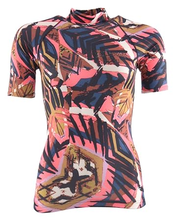 BILLABONG Damen Surf Capsule Short Sleeve Schnell Dry Leicht Rash Vest Top Tribal - 85% Polyester 15% Elastan