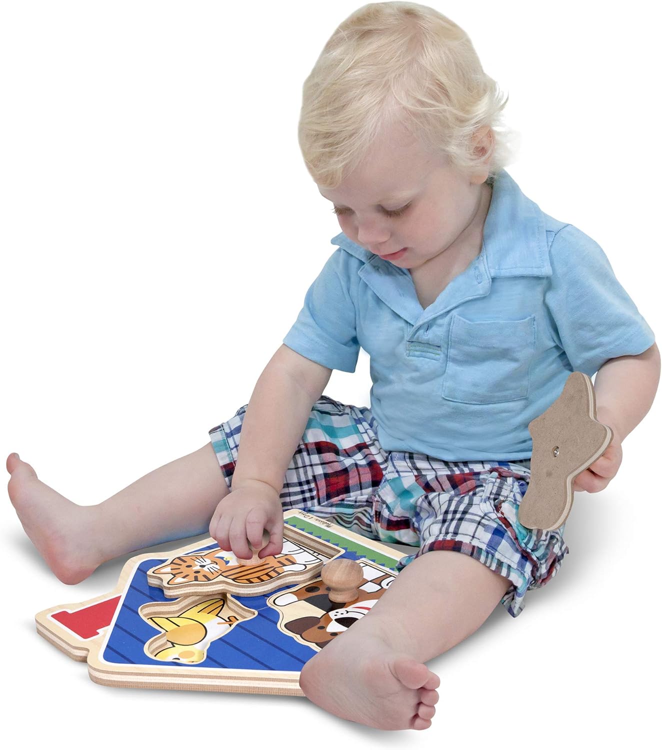 Melissa & Doug Animals Jumbo Knob Wooden Puzzles Set - Fish and Pets: Toys & Games