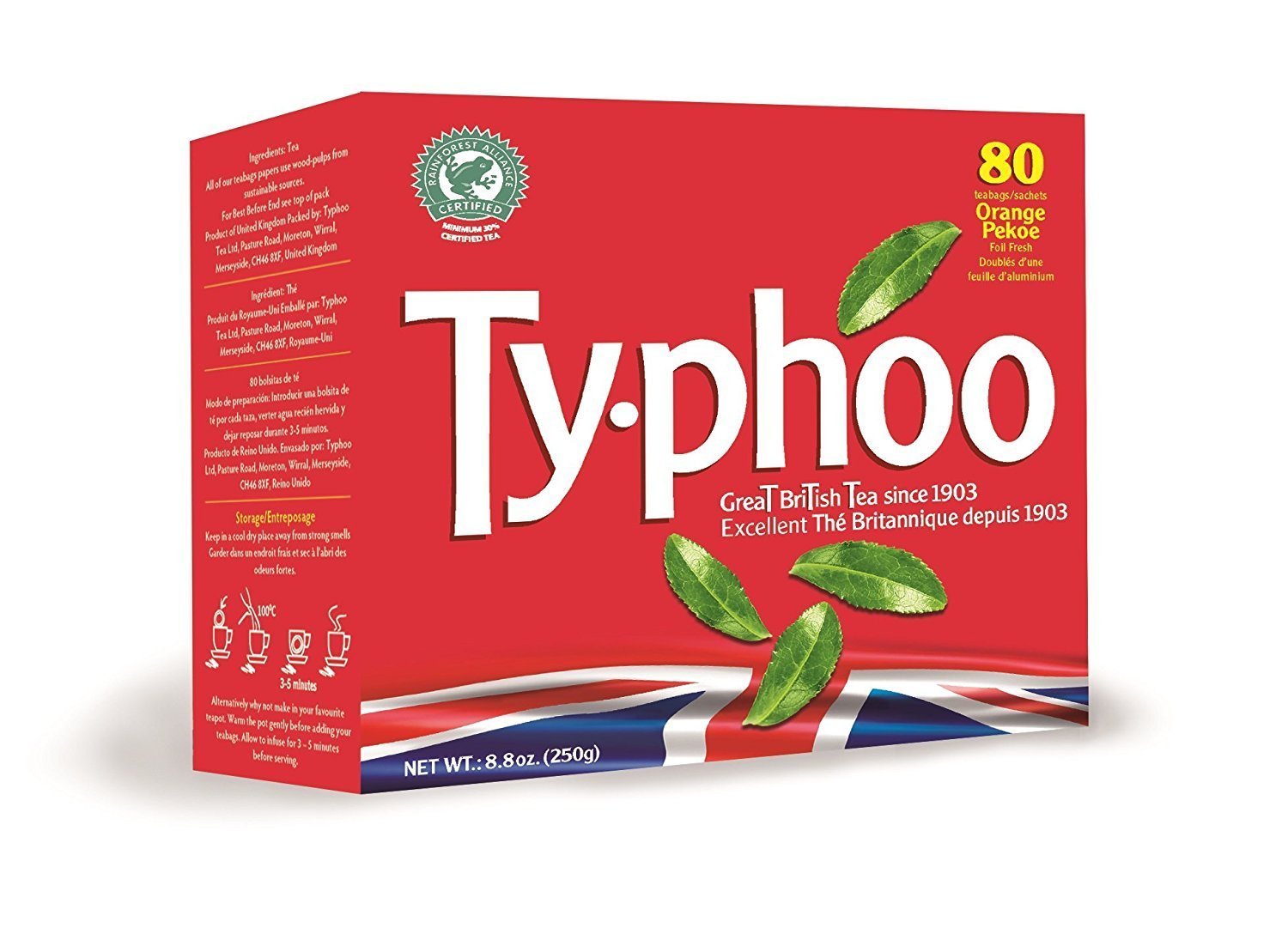 Typhoo British Tea, Decaf, Foil fresh teabags, 80 Count