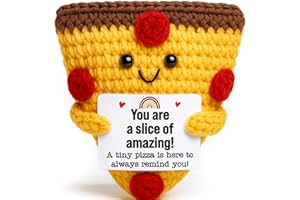 OCCDESIGN Mini Christmas Encouragement Pizza Gifts Handmade Positive Crochet Pizza for Support Cheer Up Birthday Motivational Mental Health Gift for Women Coworker Friends Stocking Stuffers White Elephant Gifts