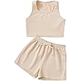 Verdusa Girl's 2 Piece Tracksuit Sets Workout Crop Tank Top and Short Sets