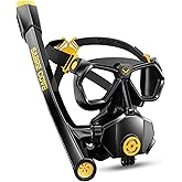 Full Face Snorkel Mask for Adults Teen, Snorkel Mask with Ear Equalization, Quick Release Anti-Leak and Anti-Fog with Mesh Bag for Snorkeling, Lightweight Diving Mask, Swimming, One Size