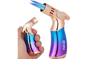 M TIME C CLUB Butane Torch, High Quality Mini Torch, 4 Large Burners, with Adjustable Kitchen Torch, Refillable, Multipurpose