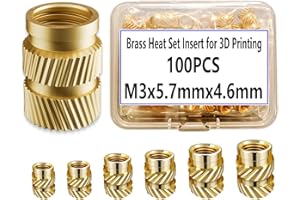 100pcs M3 Brass Threaded Inserts, Metric Knurled Nuts, M3x5.7x4.6 Heat Set Insert for 3D Printing Components and Plastic Part