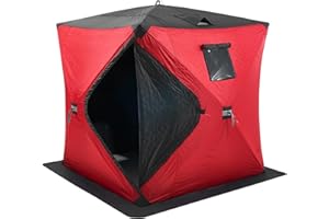 VEVOR Portable Pop-Up Tent, 1-8 Person Insulated Shelter, Large Fishing Area, Hub-Style Shanty for Winter Fishing, Waterproof Oxford Ice Cube with Anchors/Ropes/Carrying Bag