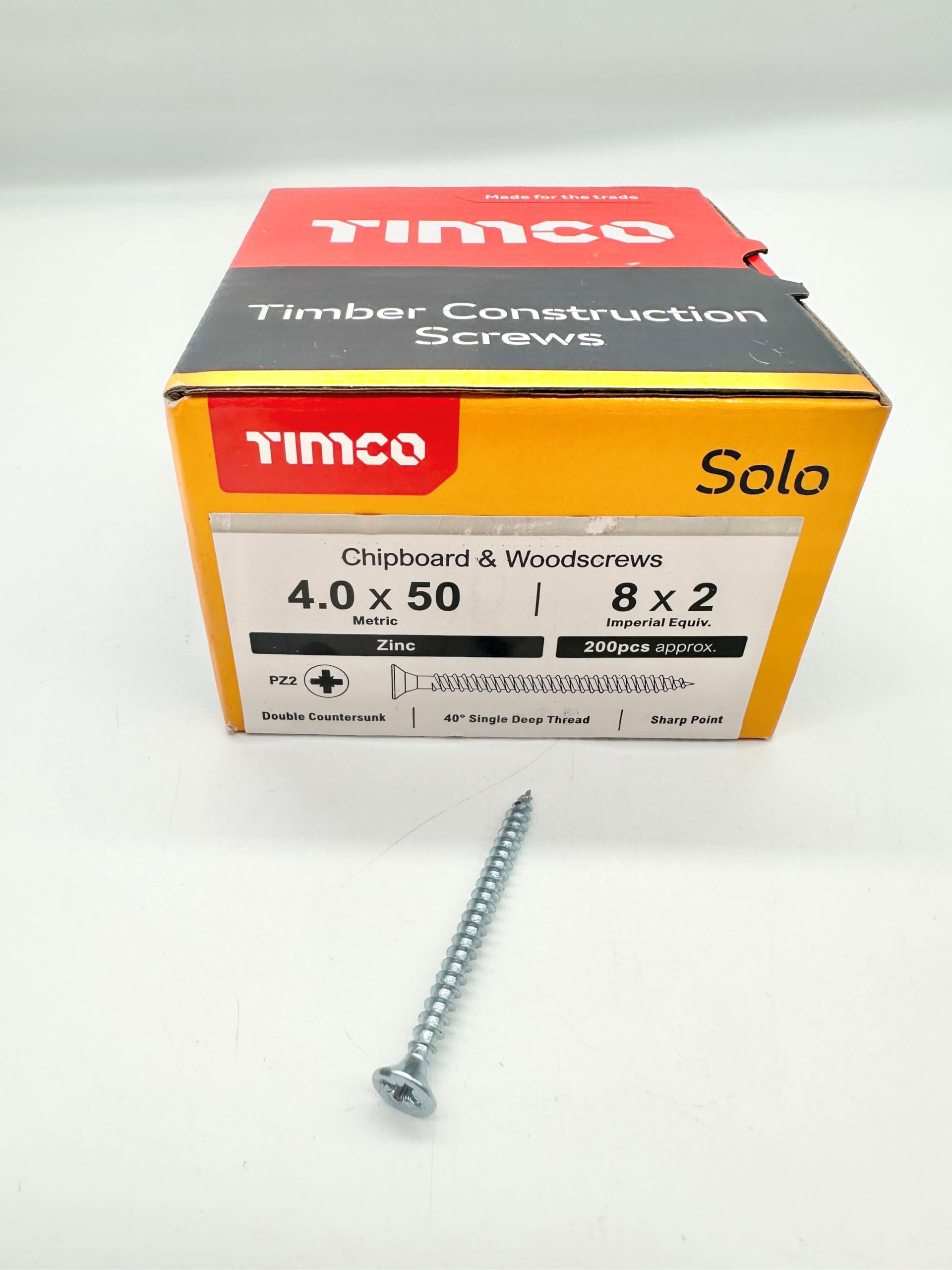 200 Pcs Silver Wood Screws Double Countersunk General Purpose (4mm x 50mm)