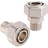 ANCIMOON 3/4’’ Straight Air Piping Fittings, 3/4’’ x 1/2’’ Male NPT Threads Adapter Fittings, Seal Taped Needed, Brass-Nickel Plated, 2PCS For Shop Compressed Air Line System