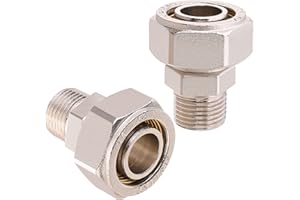 ANCIMOON 3/4’’ Straight Air Piping Fittings, 3/4’’ x 1/2’’ Male NPT Threads Adapter Fittings, Seal Taped Needed, Brass-Nickel Plated, 2PCS For Shop Compressed Air Line System