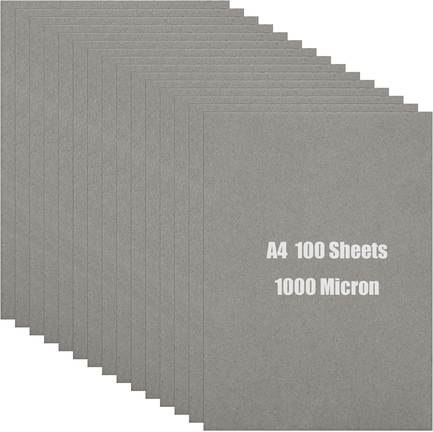 YAYODS A4 Greyboard 100 Sheets, Mount Board A4 Cardboard Sheets Chipboard Backing Board, Thick 1000 Micron Cardboard for Model Making