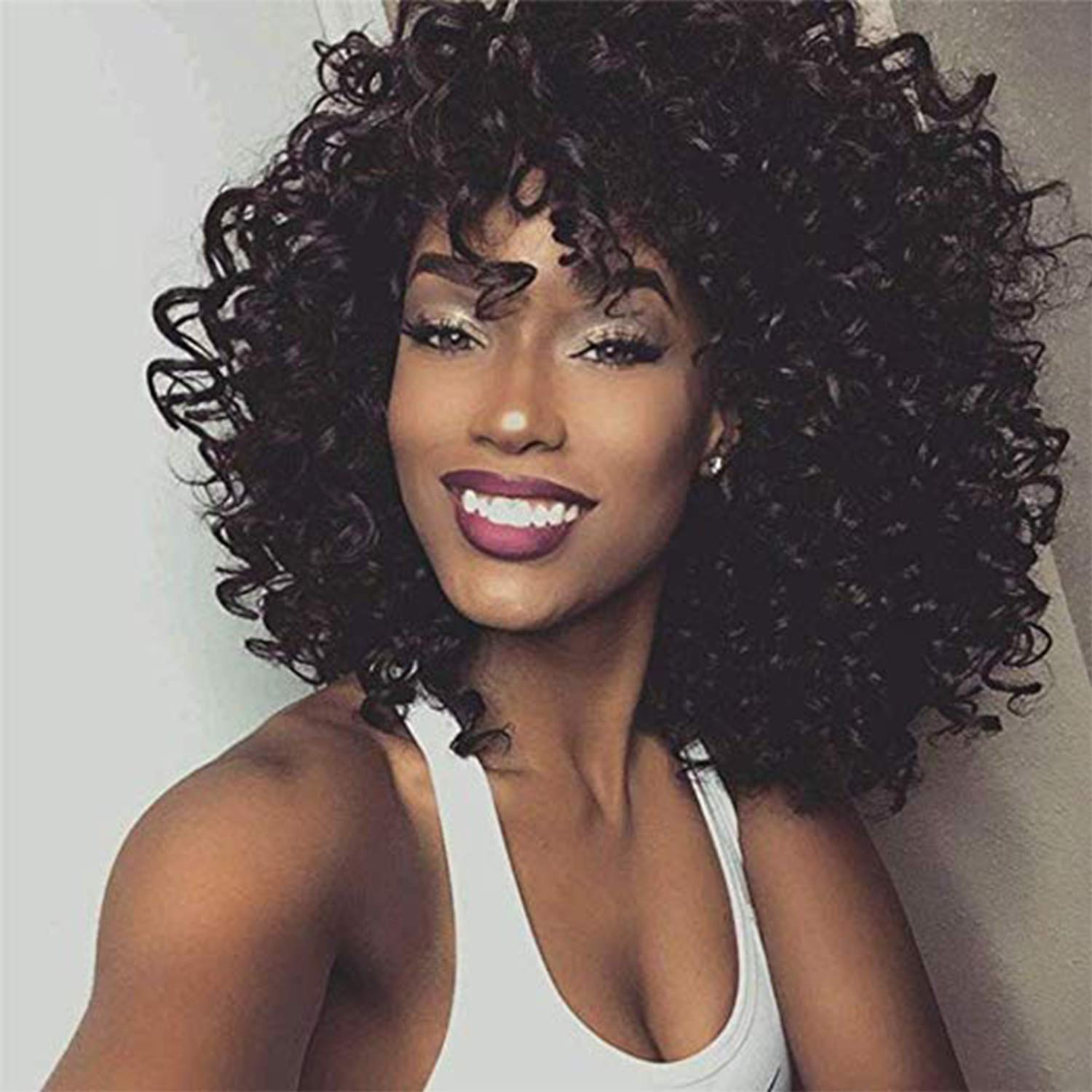 Amazon Com 14 Short Black Kinky Curly Wig Jet Black Synthetic