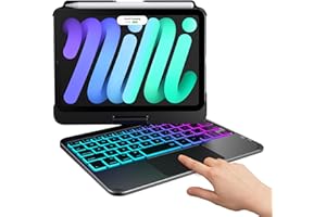 typecase Keyboard Case for iPad Mini 6 - Trackpad - Wireless Case with Keyboard for iPad Mini 6th Generation 8.3" 2021-10 Colors Backlit Keyboard Cover - Midnight Black