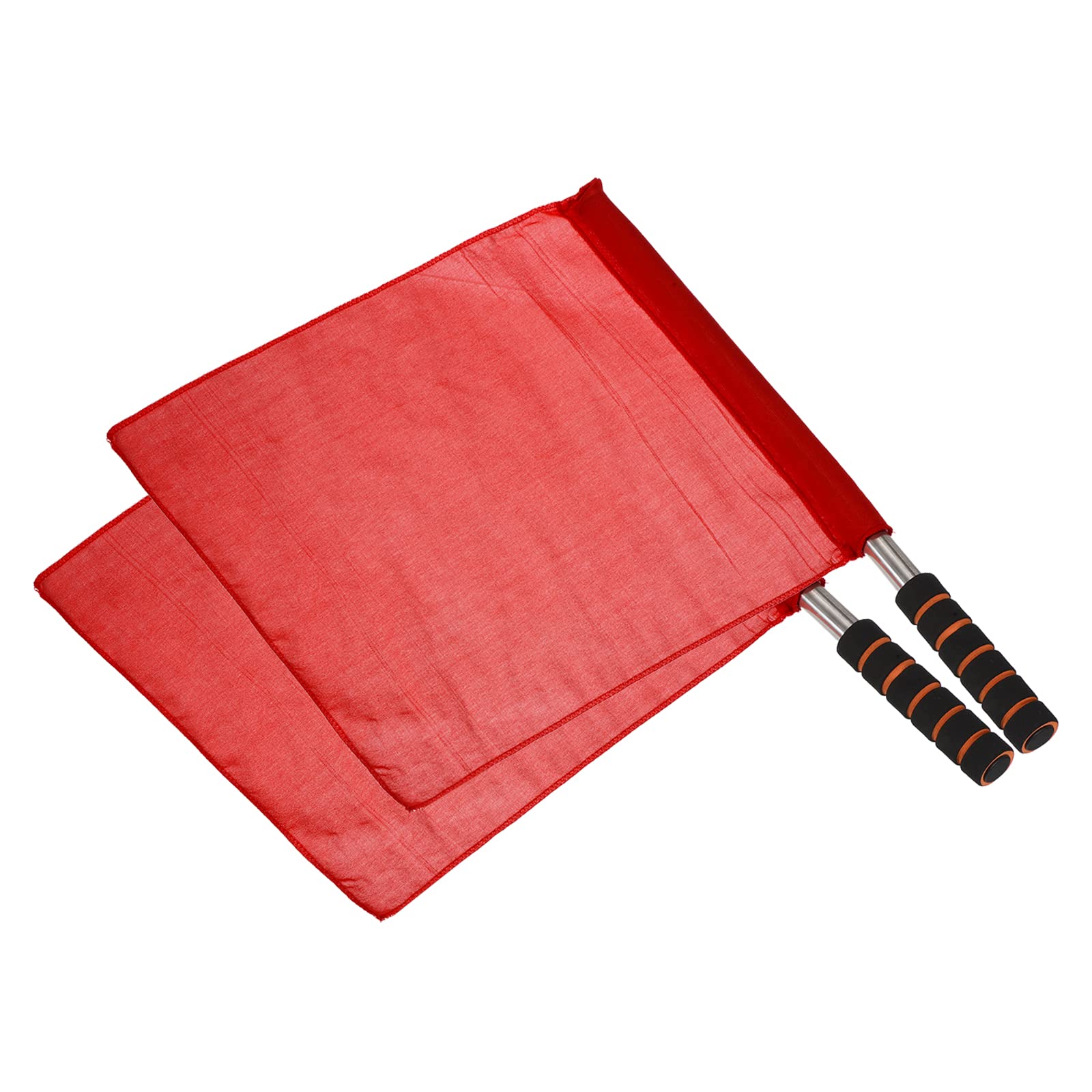 PATIKIL Referee Flag, 2 Pack Stainless Steel Pole Sponge Handle for Football Soccer Track and Field Sports Linesman Command Hand Signal, Red