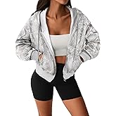 SOFIA'S CHOICE Women's Cropped Zip Up Hooidies Oversized Long Sleeve Sweatshirts Hooded Pullovers