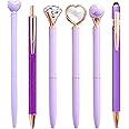 YOXMJDB Personalized Pens for Women, 6 Pcs Purple Pens Ballpoint Pen Bulk, 1.0mm Medium Point Black Ink Pen for Journaling, Office and School Supplies Gifts for Nurse Teacher (Purple)