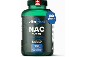 VitaRoot NAC 600mg – 180 Capsules N-Acetyl Cysteine (NAC Supplement 600mg) with Glycine Support – High Potency n Acetylcystei