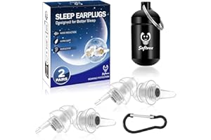 Softvox Ear Plugs for Sleeping 2 Pairs, High Noise Reduction Filter 100x Reusable Silicone Earplugs for Snoring,Travel, Concerts, Mowing,Noise,Hearing Protection for Adults/Kids with Small Ear Canals