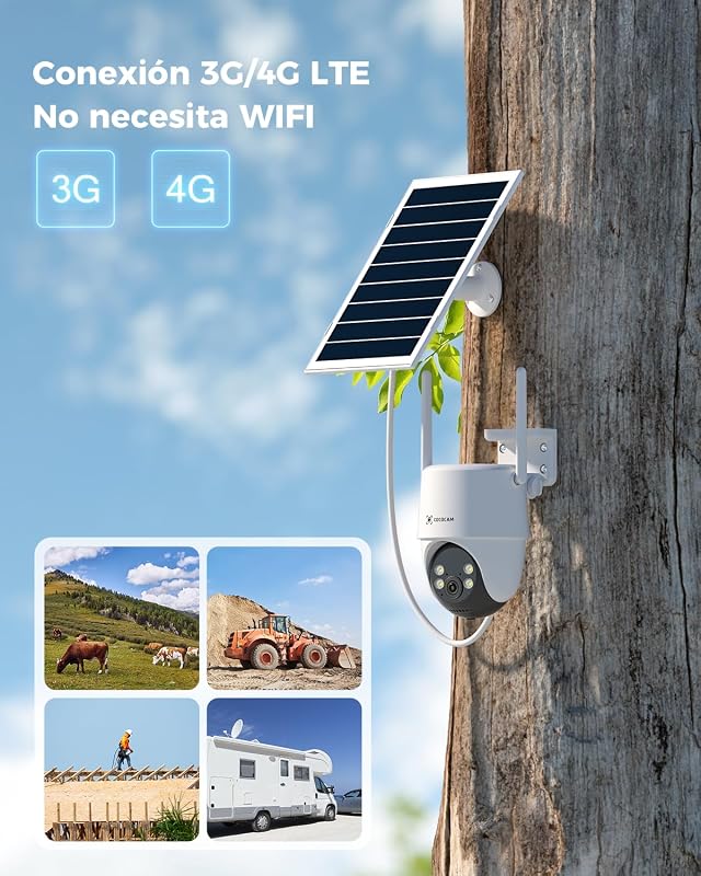 24/7 Grabación AOV 4G Camara Vigilancia SIM Exterior Solar Sin WiFi