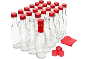 nicebottles Hot Sauce Bottles with Red Caps & Shrink Bands, 5 Oz - Case of 24