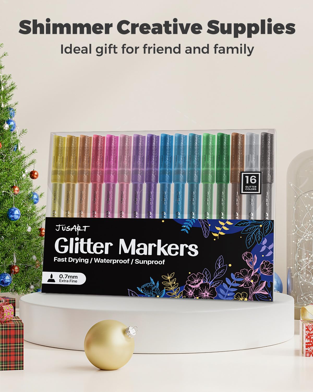 JusArt Glitzerstifte 16 Glitzer Stifte Set,Eierfarben Ostern Geschenke Kinder, 0,7 mm feine Spitze,ostern geschenke kinder Geschenke für Mädchen,Grußkarten, Geburtstagsgeschenke, Zeichnen 7