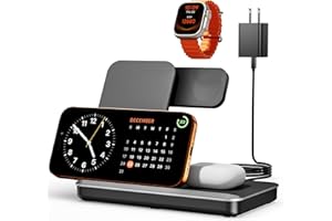 Eddibox 3 in 1 Charging Station for Apple Multiple Devices, Foldable Wireless Charger Stand for iPhone 17 16 15 14, Fast Travel Phone Charging Dock for Apple Watch Ultra 11 10 9 8, AirPods 4 3 Pro