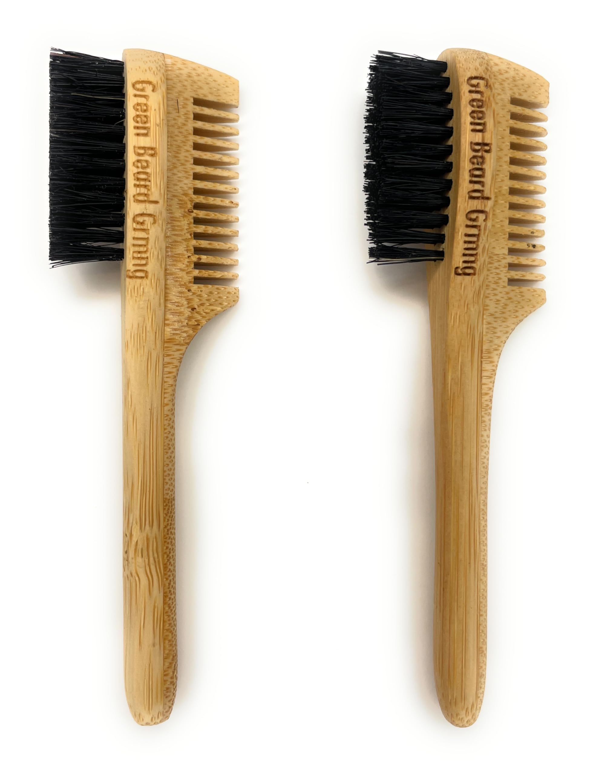 Photo 1 of 2-in-1 Pocket Sapling Mustache Brush & Comb (2-Pack) from Green Beard Grmng - Boar Bristle & Bamboo