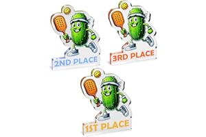 Frebento 3PCS Pickleball Trophy Medals 1st 2nd 3rd, Pickleball Trophy Funny, Inspirational Tournament Awards Prizes for Pickle Ball Lovers Adults Kids