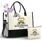 InnoBeta Bus Driver Gifts for Women, Bus Driver Appreciation Gifts Tote Bag with Top Zipper Closure and Shoulder Strap