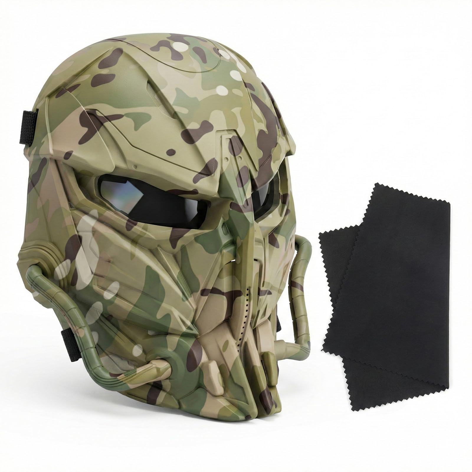 Yzpacc Tactical Mask Airsoft Punisher Mask Second Generation Full Face Mask Airsoft Face Protection for Halloween Paintball Hunting CS Wargame Tactical Equipment Movie Props Adjustable Size