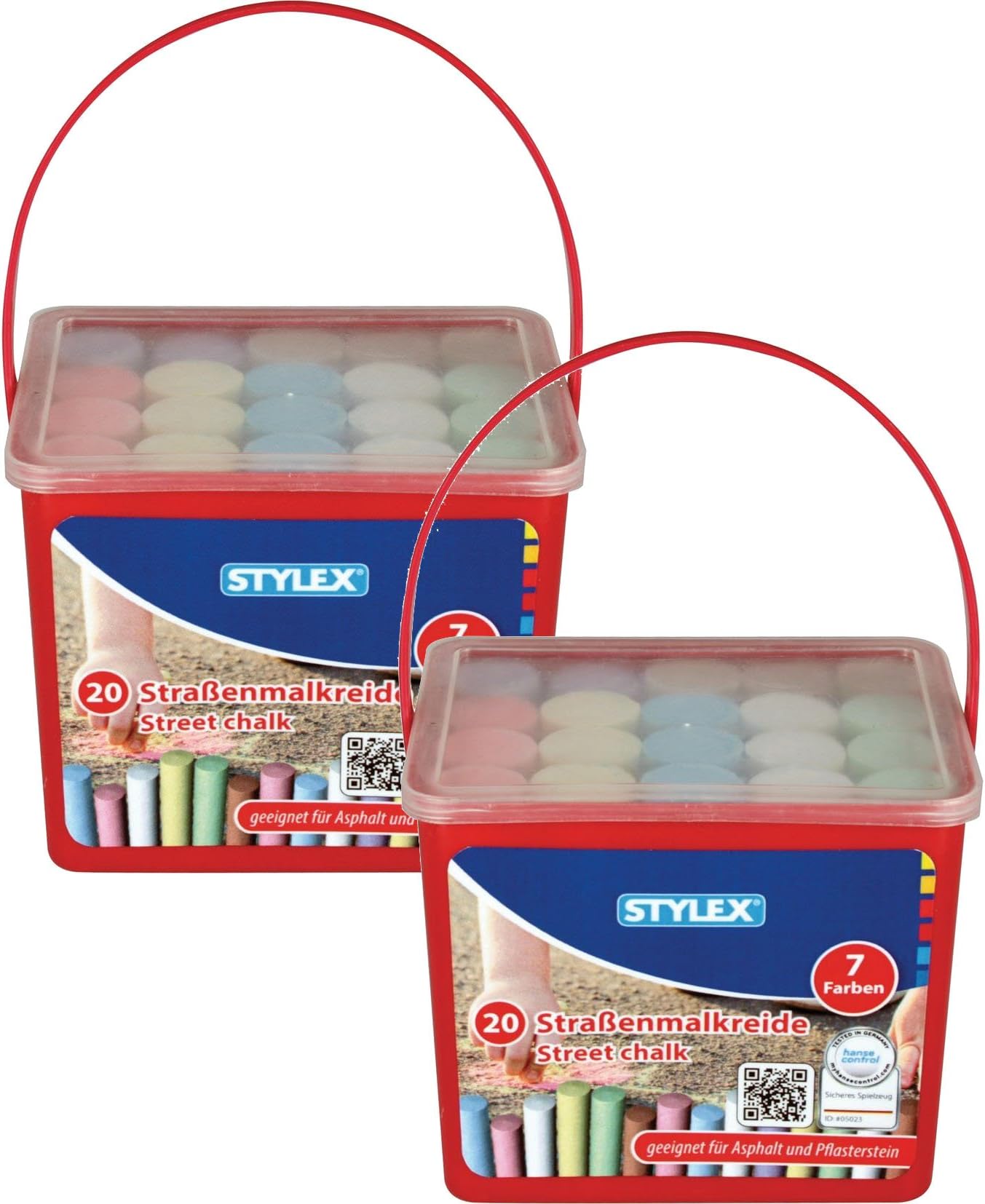 Top sidewalk chalk stickspack of 20, bucket 48104, 20er Eimer eckig, black, 1