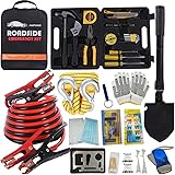 HAIPHAIK Emergency Roadside Toolkit - Multipurpose Emergency Pack Car Premium Road Kit Essentials Jumper Cables Set 11.8 Foot