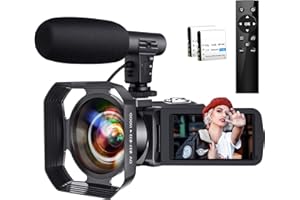 MERVNE 2.7K 30 FPS Video Camera 30MP 16X Digital Camera Video Camera for YouTube 3.0 inch Flip Screen Camcorder Vlogging Camera with 2.4G Remote Control, Two Batteries and External Mic