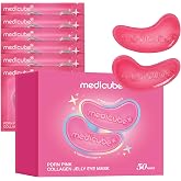 medicube Jelly Eye Mask PDRN Colágeno Rosa | Adesivos oculares de hidrogel com PDRN, colágeno, NAD | Refrescante para olhos i
