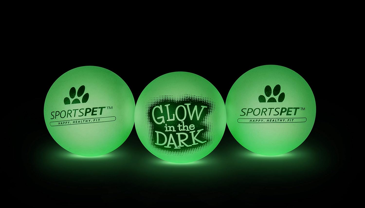 SPORTSPET High Bounce Natural Rubber Dog Balls Glow in the Dark 3 Pack (60mm), Blue, Green, Black, 3 Count (Pack of 1) - Image 3