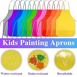 BOUBONI Kids Painting Aprons 12 Pieces 12 Colors