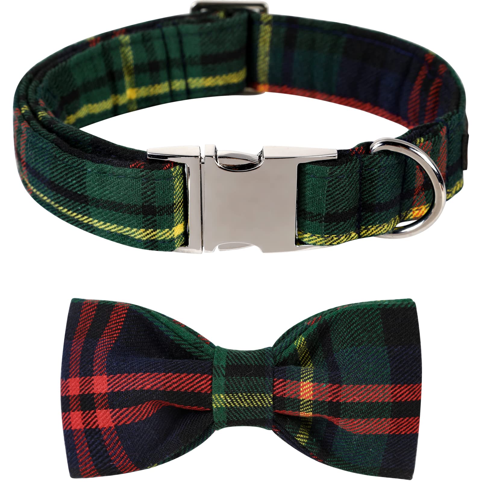 Lionet Paws Cotton Dog Collar with Bowtie, Durable Adjustable and Comfortable Collar for X-Large Dogs, Neck 40-66cm