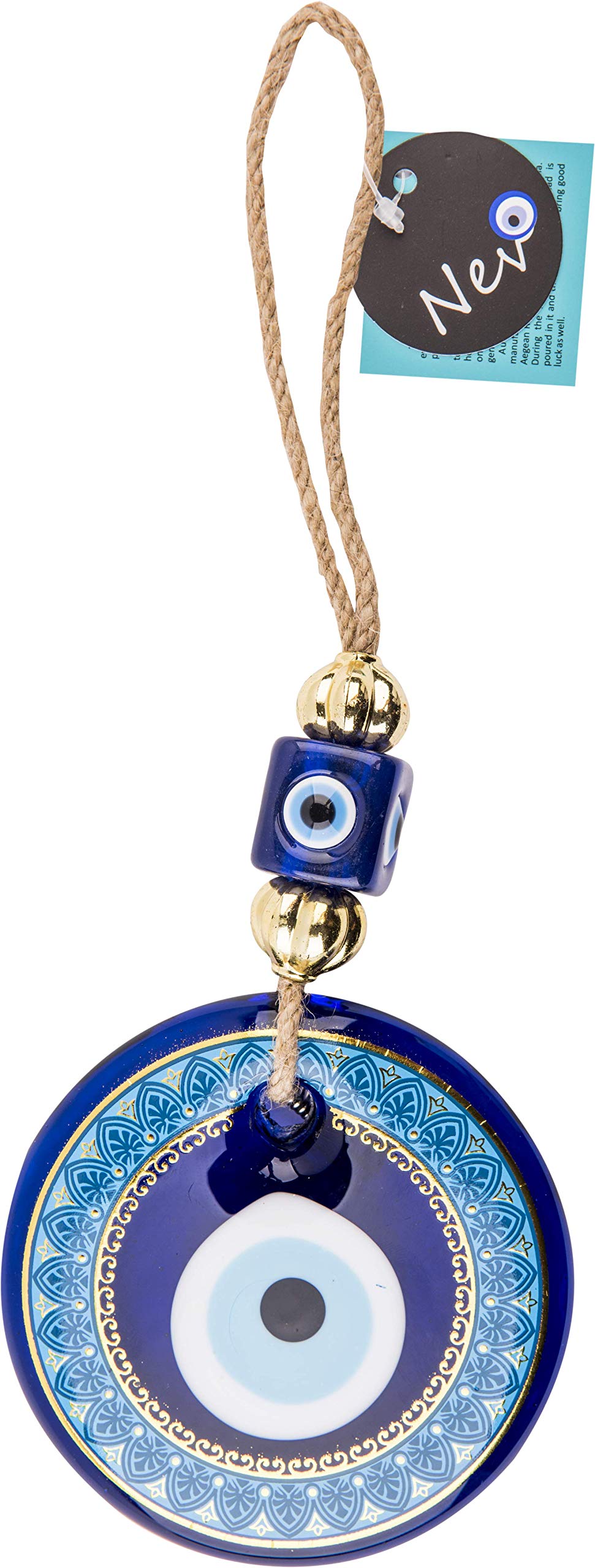 nevfactory Nev Nazar Boncuk Evil Eye Wall Decoration - Handmade Mystical Lucky Charm with Turkish Eye Made of Glass