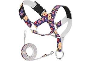 wintchuk Dog Head Collar for Easy and Gentle Harness Walks, for Small Medium Large Dogs with Fashionable Patterned(L,Purple)
