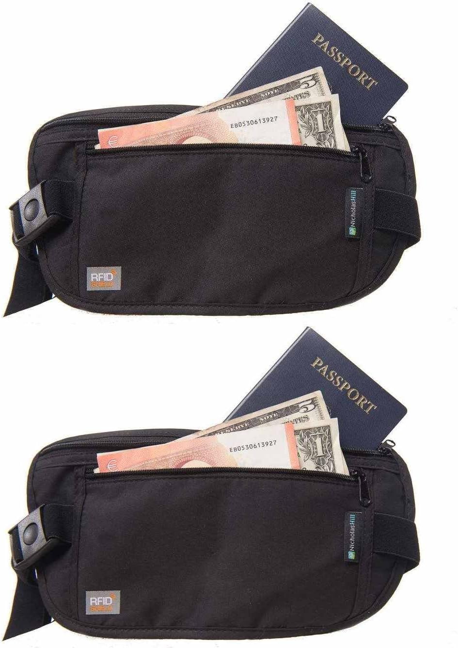 Nicholas Hill Money Belts for Travel with RFID Protection (2 Pack)