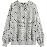 CIDER Womens Polka Dot Hoodie Pullover Sweatshirt Casual Long Sleeve Top
