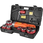 HOTYELL Electric Pipe Threader, Upgraded Pipe Threading Machine Uses Pure Copper Motor, Portable Handheld NPT Threader Kit with 6 HSS Dies 1/2"-2"